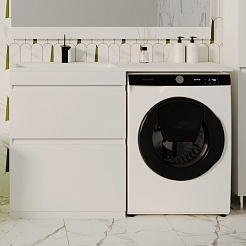 Style Line Тумба с раковиной Даллас 130 Люкс L, белая – фотография-2